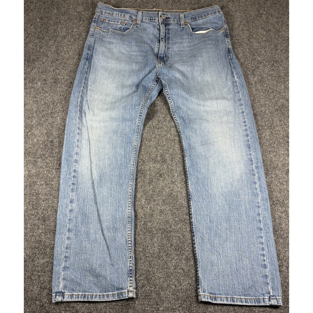 Levi's 505 Regular Fit Jeans Mens 38x30 Light Blue Wash Straight Leg Denim